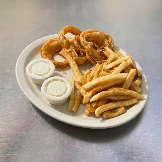 Half Fries / Half Onion Rings.